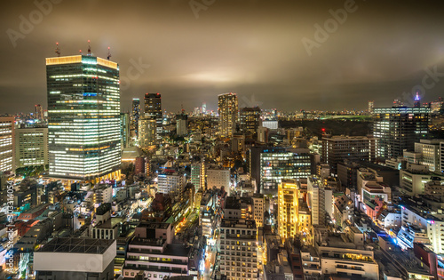 Photography Aerial View of Warm City Skyline at Night in Nagatachō, Tokyo, Japan