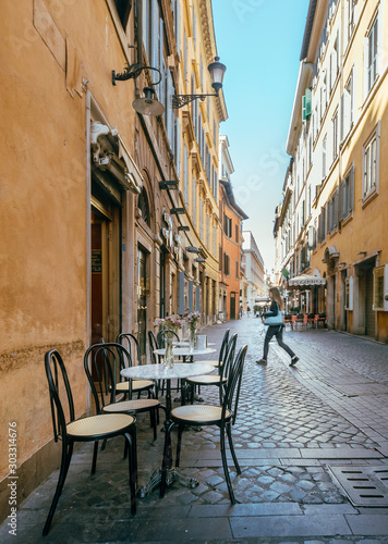 Photography Street Photography of Italian Cafe in the Morning, Rome, Italy