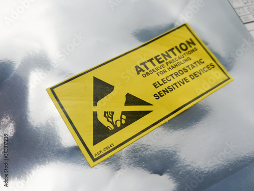ESD marking label for electrostatic sensitive devices photo
