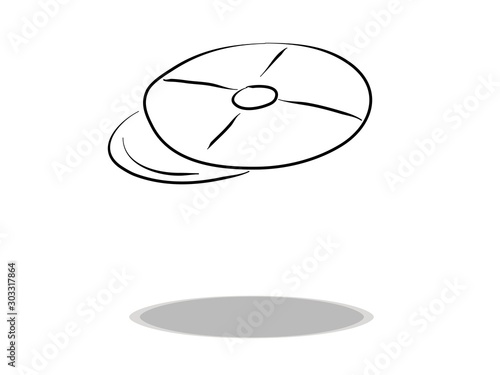 Cap icon on white background, flat design, hand drawing. Illustration hat, contour of symbol black