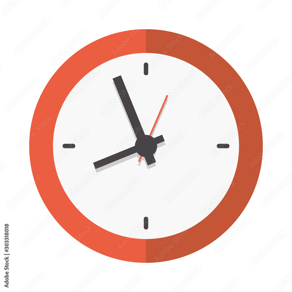 Flat long shadow clock icon isolated on white background Flat long shadow clock icon isolated on white background