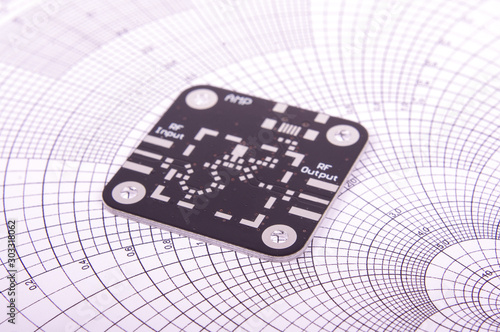 Black unassembled PCB on the Smith chart