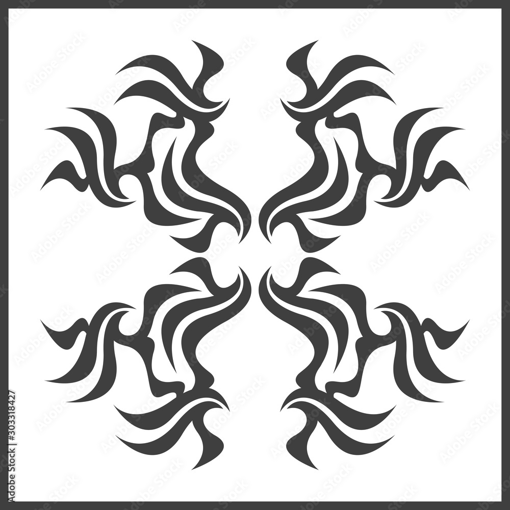 Abstract tattoo tribal symbol. Tattoo art decoration silhouette.