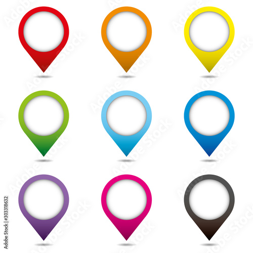 Set of location icons. Modern map markers .Vector illustration on a white background.
