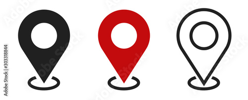 Photo Set of map pin location icons
