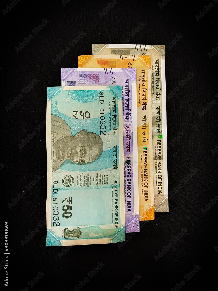 INDIAN CURRENCY IN BLACK BACKGROUND Stock Photo | Adobe Stock