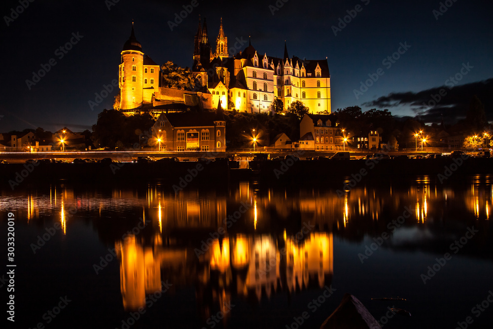 Albrechtsburg Castle and Meissen Cathedral at Night