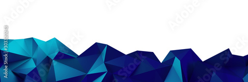 3d ILLUSTRATION  of blue abstract crystal background  triangular texture  wide panoramic for wallpaper  3d futuristic blue background low poly design