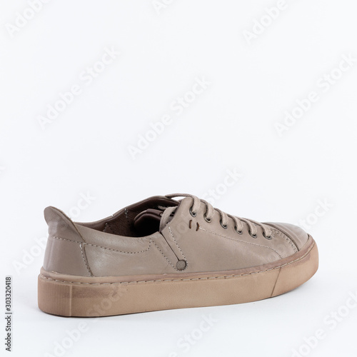 classic low beige womens leather sneakers with laces