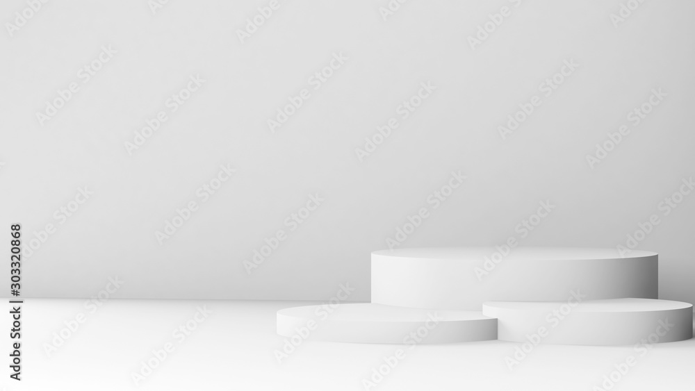 Fototapeta premium Białe podium znajduje się w pustym abstrakcyjnym wnętrzu 3 d