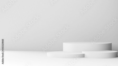 White podium is in an empty abstract interior 3 d