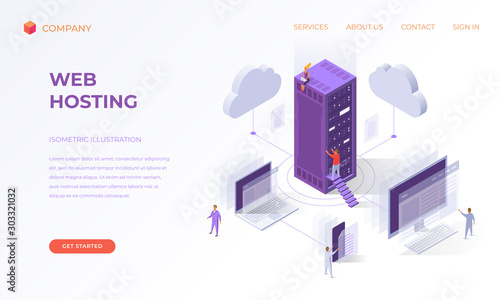 Landing page for cloud web hosting