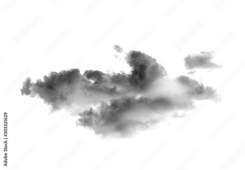 Black smoke isolated on a white background