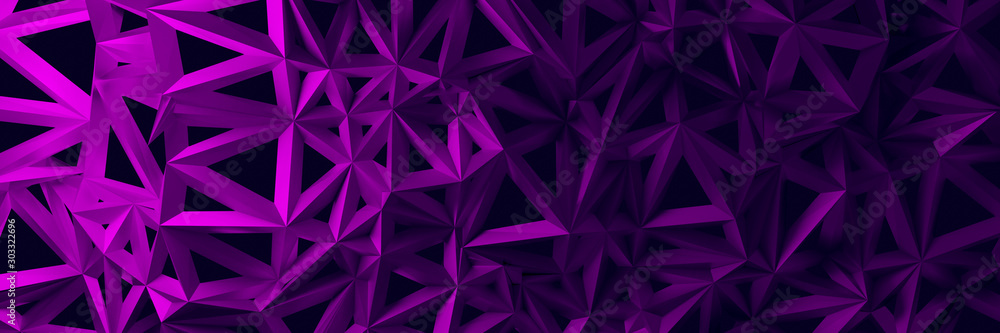 3d ILLUSTRATION, of purple abstract crystal background, triangular texture, wide panoramic for wallpaper, 3d futuristic purple background low poly design 3d ILLUSTRATION, of purple abstract crystal background, triangular texture, wide panoramic for wallpaper, 3d futuristic purple background low poly design