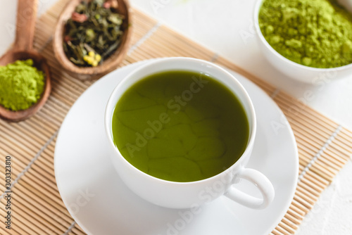 Green tea matcha in a white cup