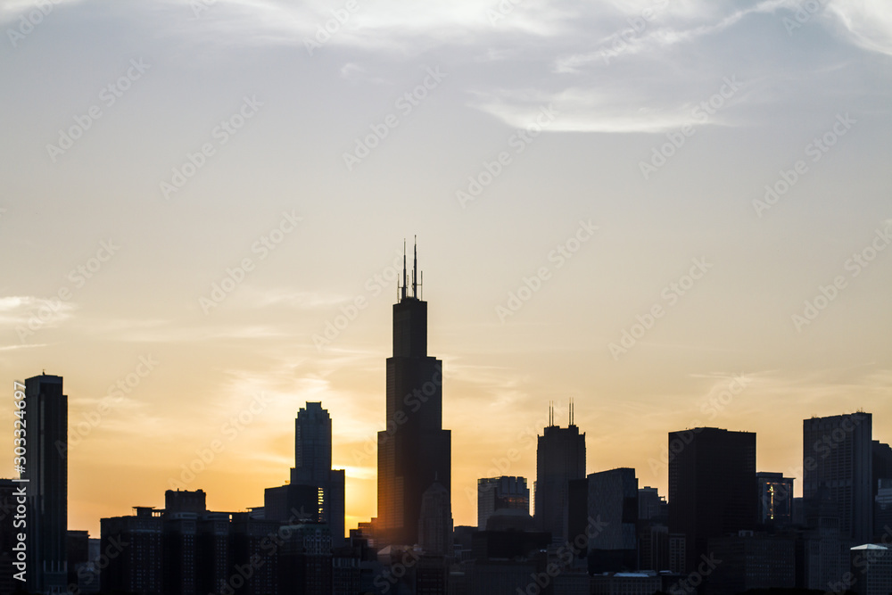 Obraz premium Backlit Chicago wallpaper