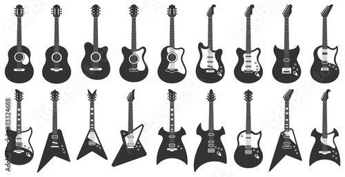 Fototapet Black and white guitars