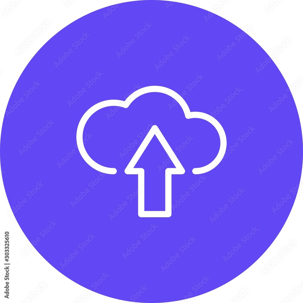 Round Uploading Cloud Icon With White Background Round Uploading Cloud Icon With White Background