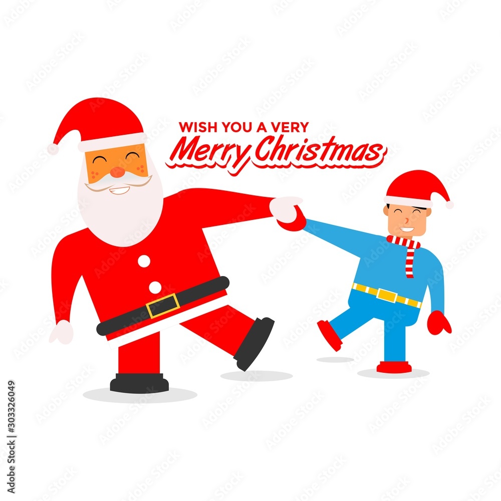 Flat Cartoon Santa Clause vector Illustration for Merry Christmas Flat Cartoon Santa Clause vector Illustration for Merry Christmas