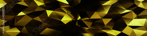 Fototapeta Naklejka Na Ścianę i Meble -  3d ILLUSTRATION, of GOLD abstract crystal background, triangular texture, wide panoramic for wallpaper, 3d futuristic GOLD background low poly design