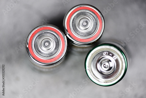 alkaline batteries on top view / close up battery D size