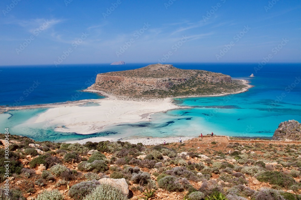 coast of Mediterranean Sea, Balos beach, Crete, Greece 