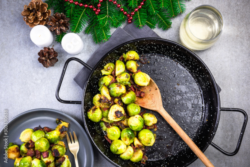 Roasted Brussels Sprouts. Regional Christmas and Festive Food