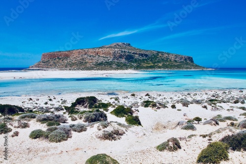 Paradise beach Balos, beautiful bay and coast. View of Balos lagoon, Crete island, Greece 