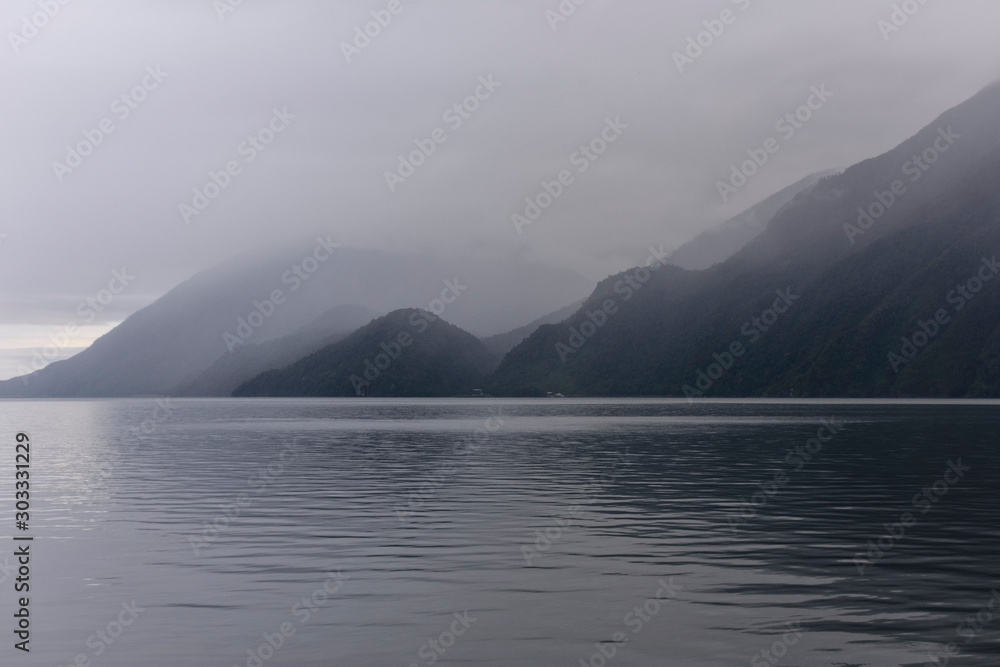 Moody and calm day in Caleta Gonzalo, Pumalin Park, Chaiten, Patagonia, Chile