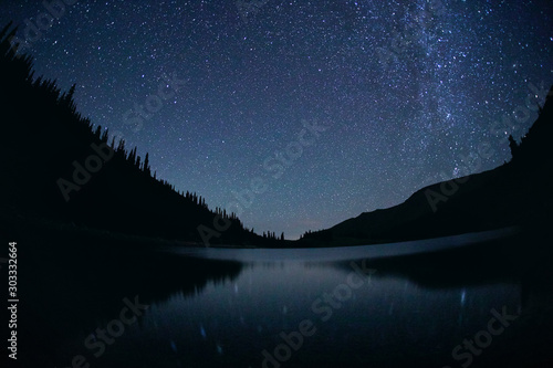 Mountain Lake at night