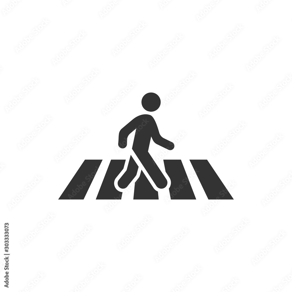 Pedestrian crosswalk icon in flat style. People walkway sign vector illustration on white isolated background. Navigation business concept. Pedestrian crosswalk icon in flat style. People walkway sign vector illustration on white isolated background. Navigation business concept.