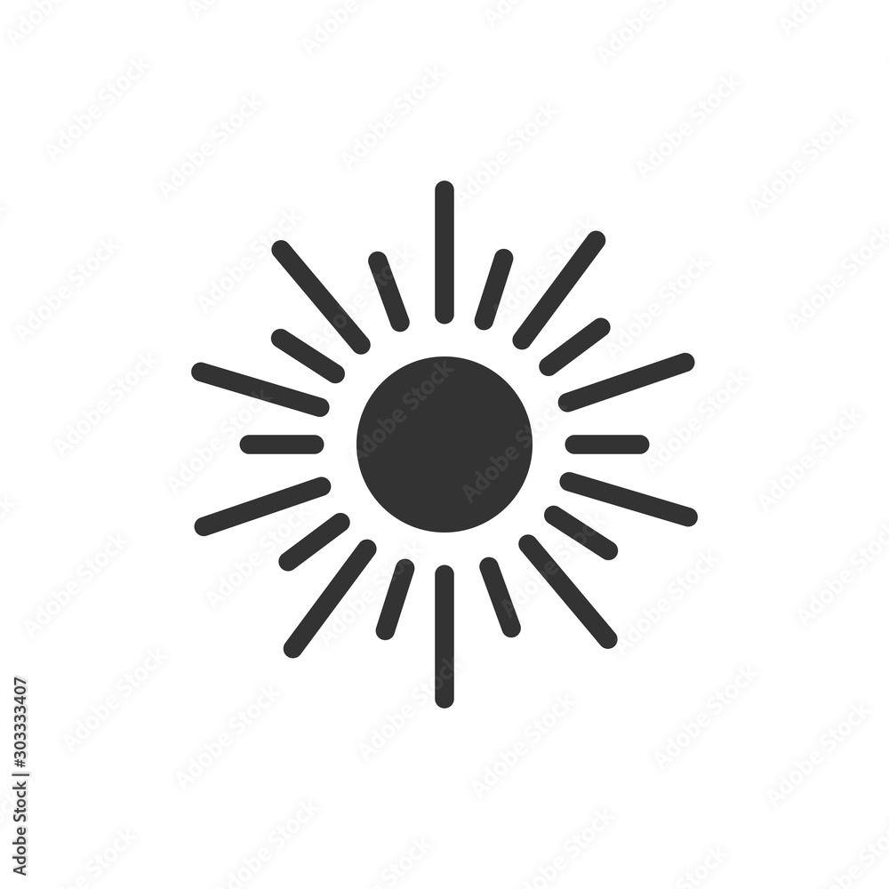 Sun icon in flat style. Sunlight sign vector illustration on white isolated background. Daylight business concept.