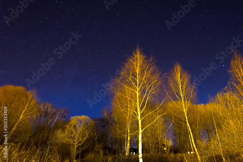 Starry sky background picture of stars in night sky and the Milky Way. photo