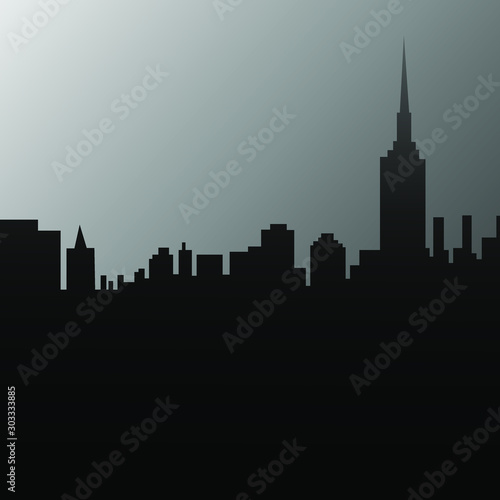 The silhouette of the city in a flat style. Modern urban landscape.vector illustration © BUNCHA
