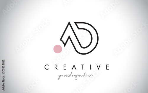 AD Letter Logo Design with Creative Modern Trendy Typography.