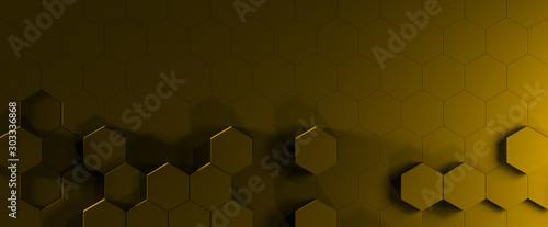 3d GOLD illustration of honeycomb ABSTRACT BACKGROUND, FUTURISTIC HEXAGONAL WALLPAPER, BACKGROUND