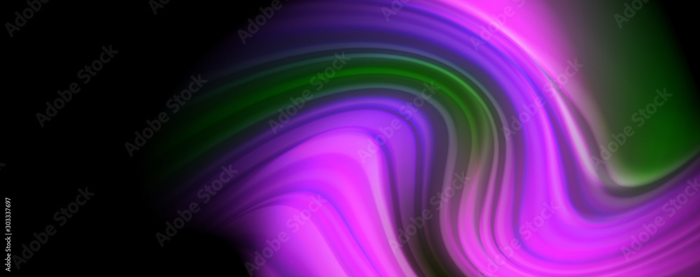 Obraz premium Fluid liquid color wave lines, glowing colorful light effect, abstract composition template. Geometric technology abstract pattern. Movement concept