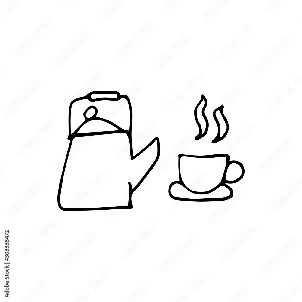 Fotografie Hand drawn illustration pot and cup