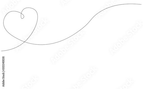 Heart valentines day background line drawing. Vector illustration