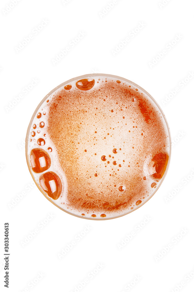 Beer in glass. Beer foam. View from above. Beer in glass. Beer foam. View from above.
