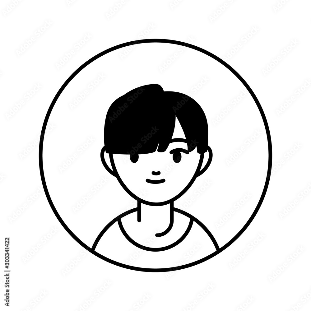 young guy avatar , person block line young guy avatar , person block line
