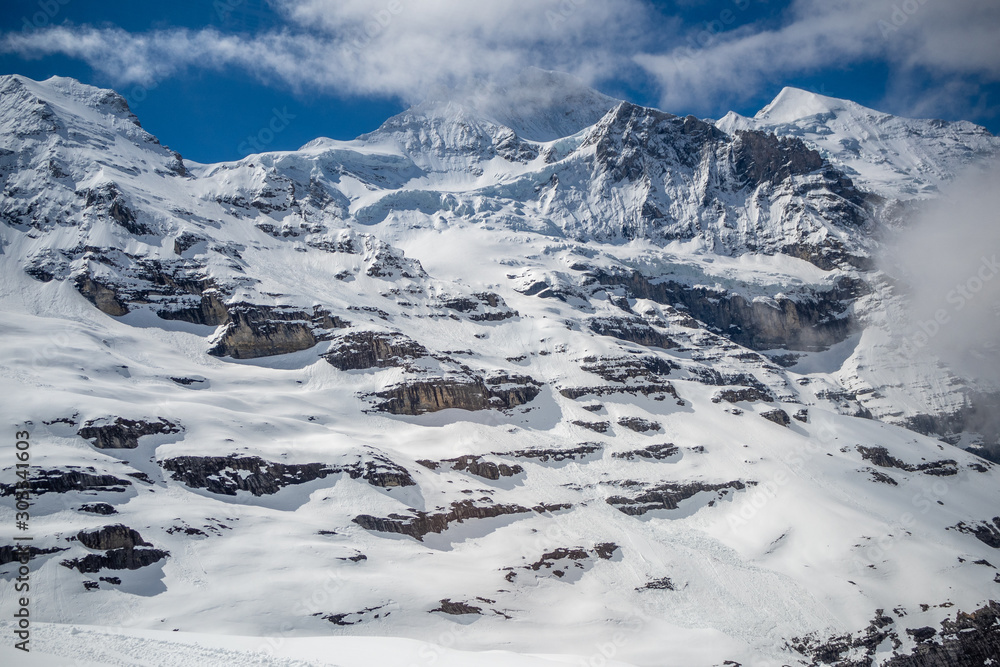 Mountain covered by snow, Jungfrau, for background, wallpaper, copy space, Switzerland