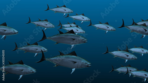 Tuna Fish in the Sea 3d Render