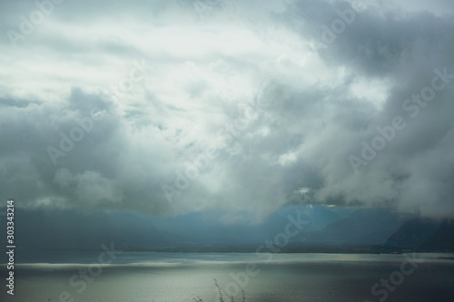 Lake Geneva (CH) through the clouds - from the highway