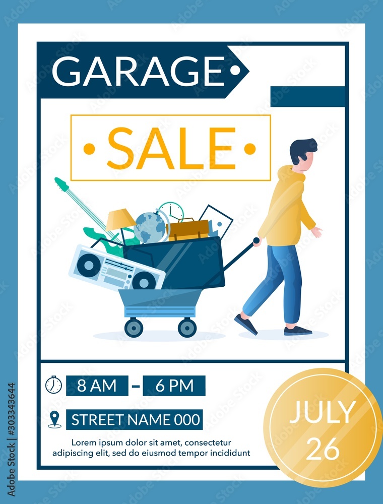 Garage sale advertisement vector banner design template Stock Vector Garage sale advertisement vector banner design template Stock Vector
