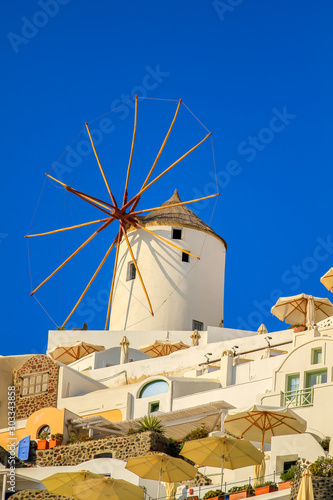 Typical windmill in Greece. Taken in agust 2013 at Santorini Greece