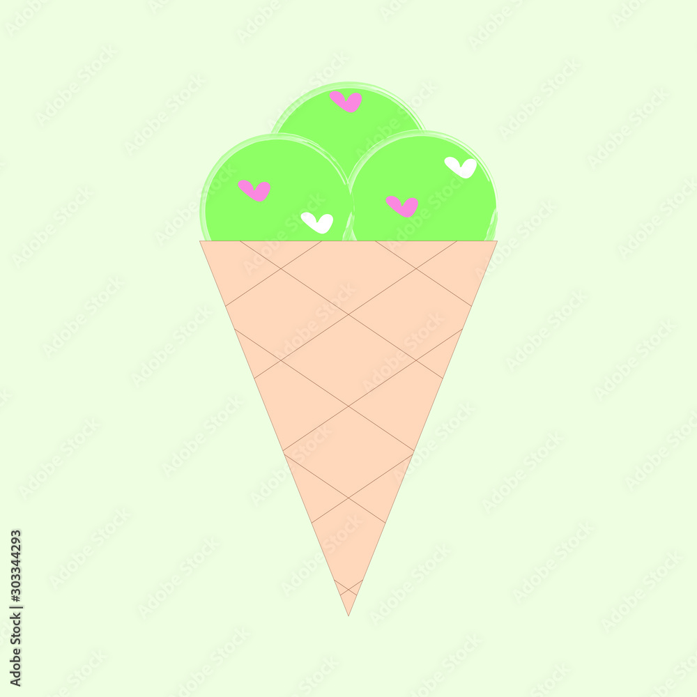 pistachio ice cream vector illustration