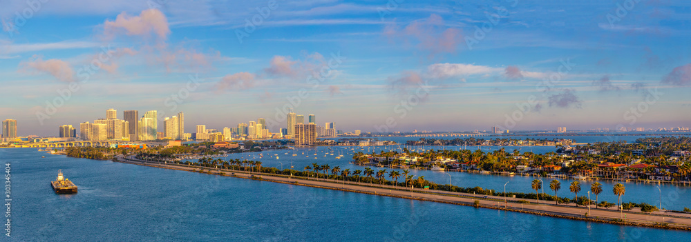 Miami MacArthur Causeway Panorama.