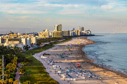 Panorama view of Miami Beach, South Beach, Florida, USA.
