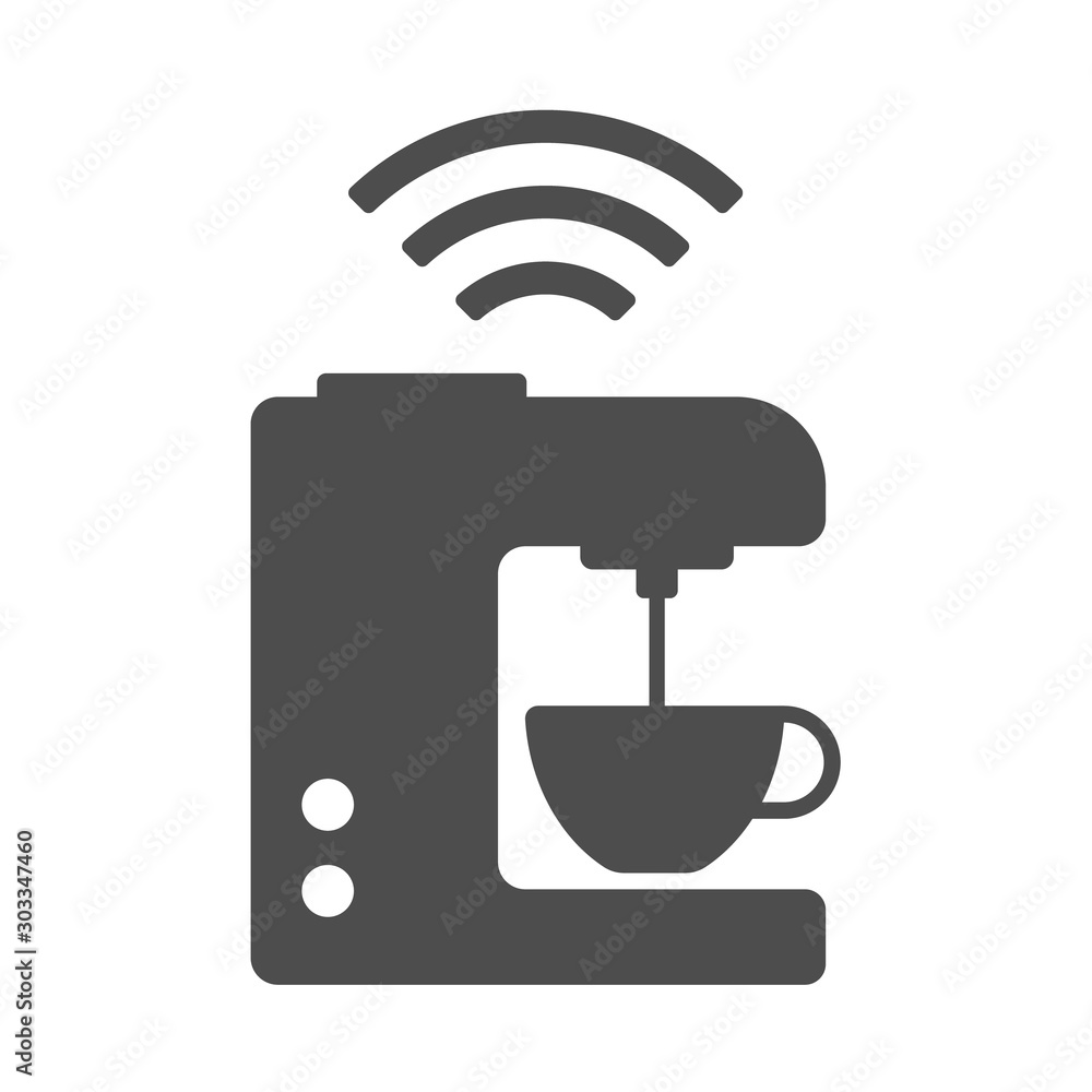 Smart coffee maker vector icon isolated on white background. Smart coffee  maker with airwaves icon for web, mobile apps and ui design. Iot stock  vector illustration. Iot technology concept Stock Vector |